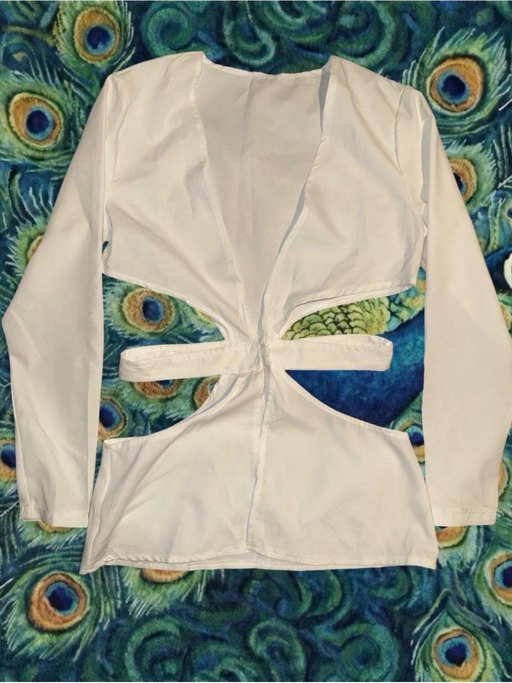 Source Unknown White Cutout Long-Sleeve Blazer